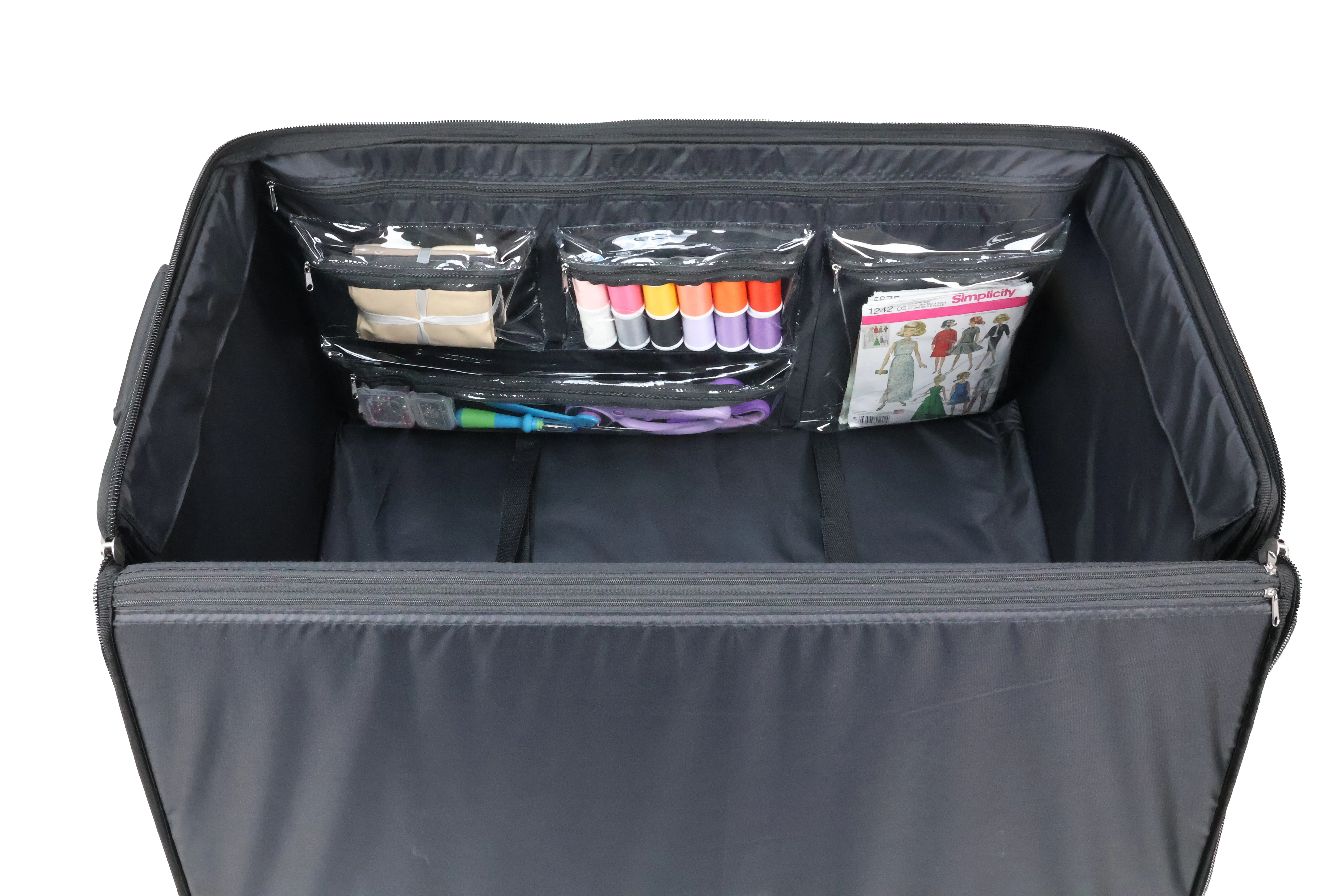 Everything Mary Jumbo 5 Wheel Collapsible Rolling Sewing Machine Storage Case, Floral - Image 9