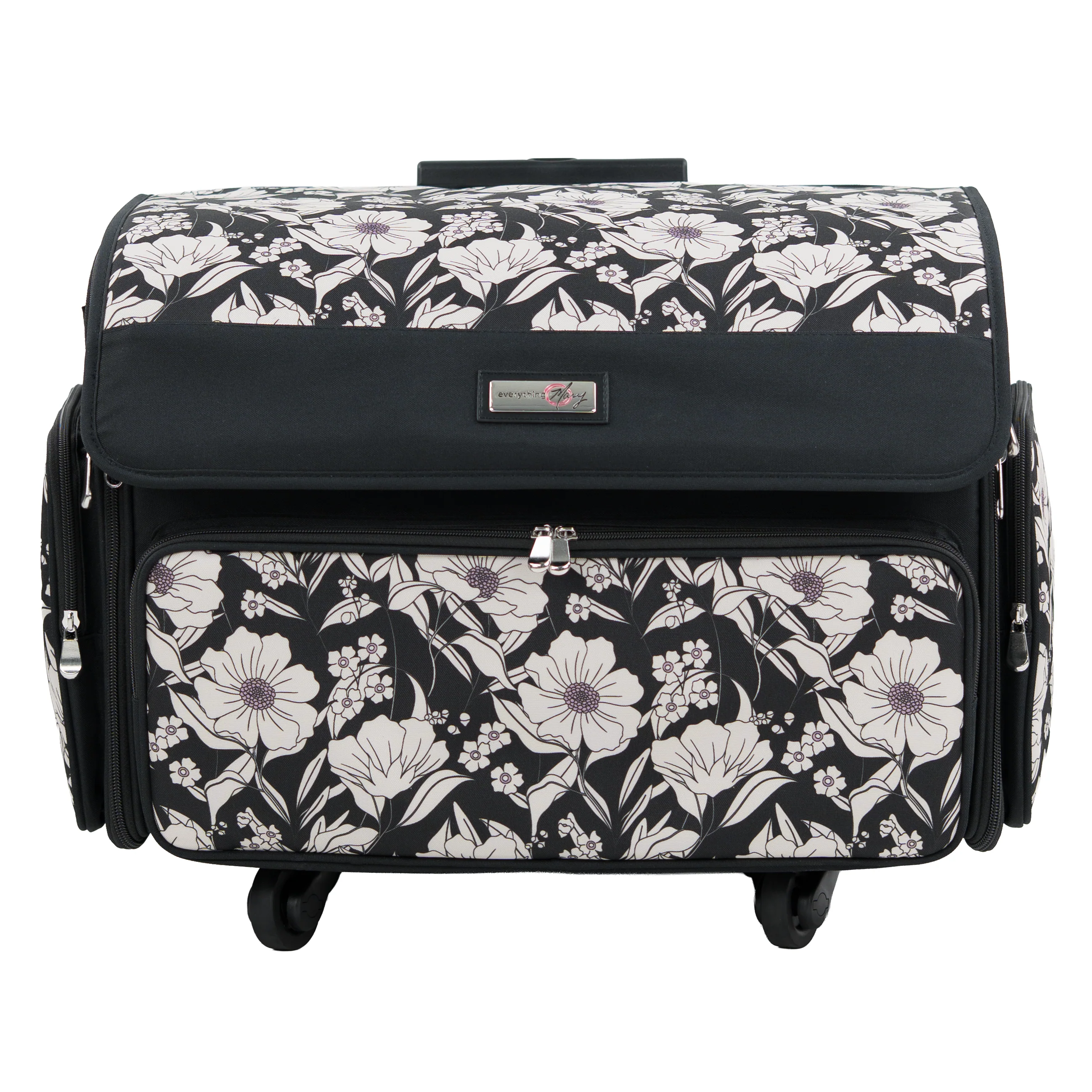Everything Mary XL 4 Wheel Collapsible Rolling Sewing Machine Storage Case, Artistic Floral - Image 8