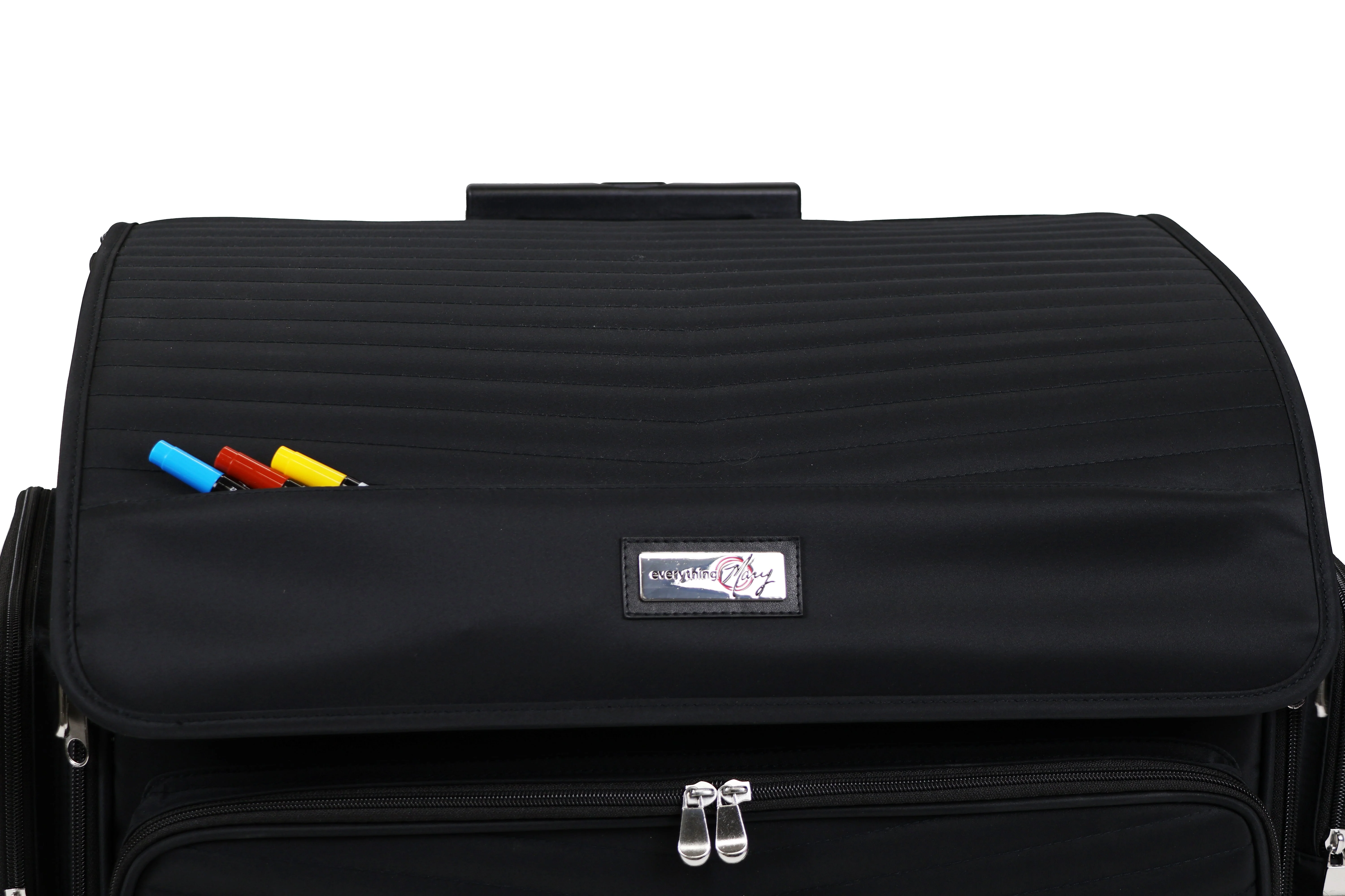 Everything Mary XL 4 Wheel Collapsible Rolling Sewing Machine Storage Case, Black - Image 13