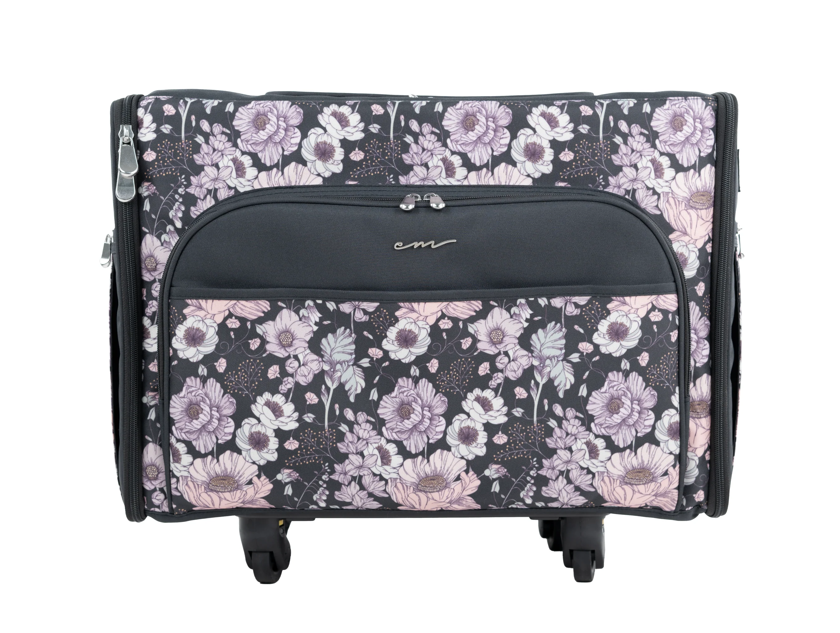 Everything Mary XL 4 Wheel Collapsible Rolling Sewing Machine Storage Case, Pink Floral - Image 9