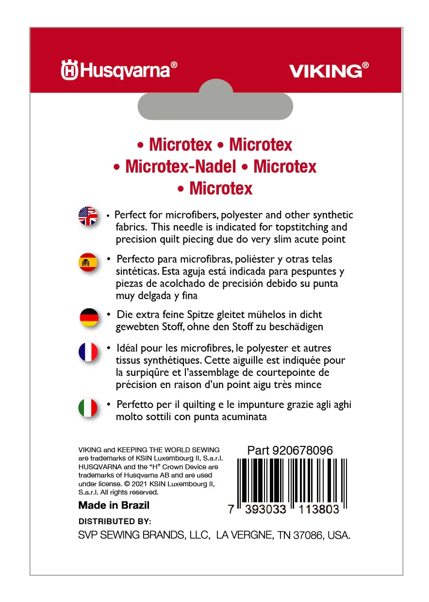 HUSQVARNA® VIKING® Microtex Needles Size 80/12 5-Pack - Image 2