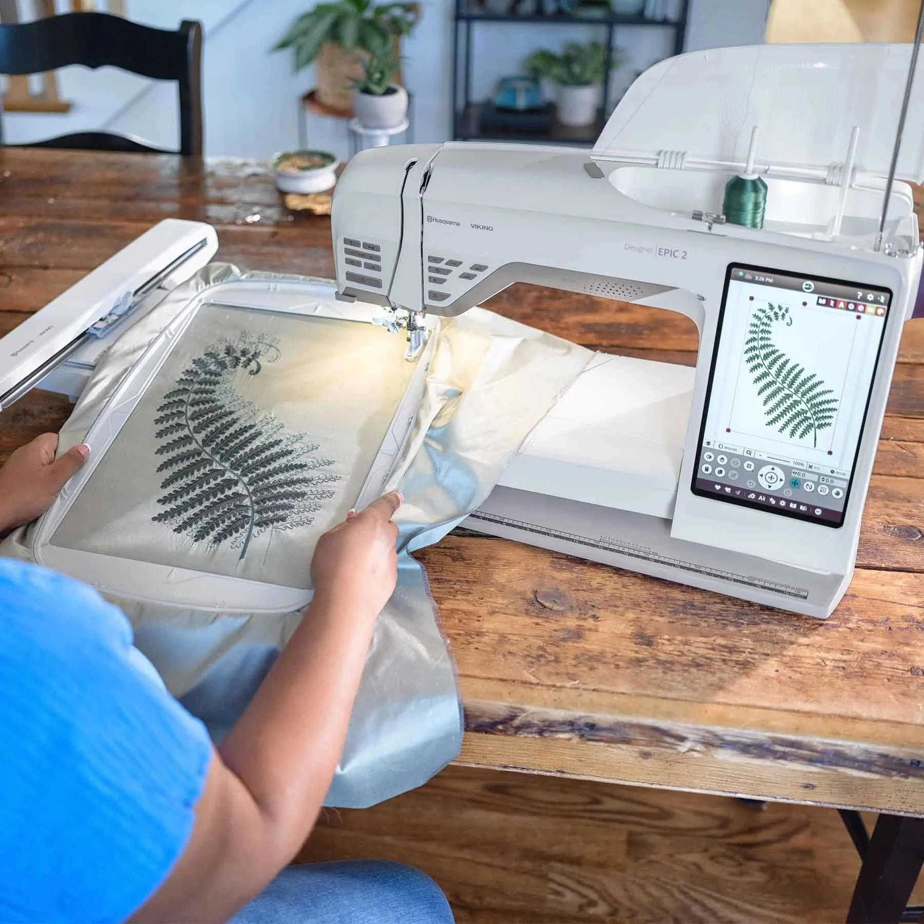 HUSQVARNA® VIKING® Refurbished DESIGNER EPIC™ 2 Sewing & Embroidery Machine in Modern Mint - Image 3