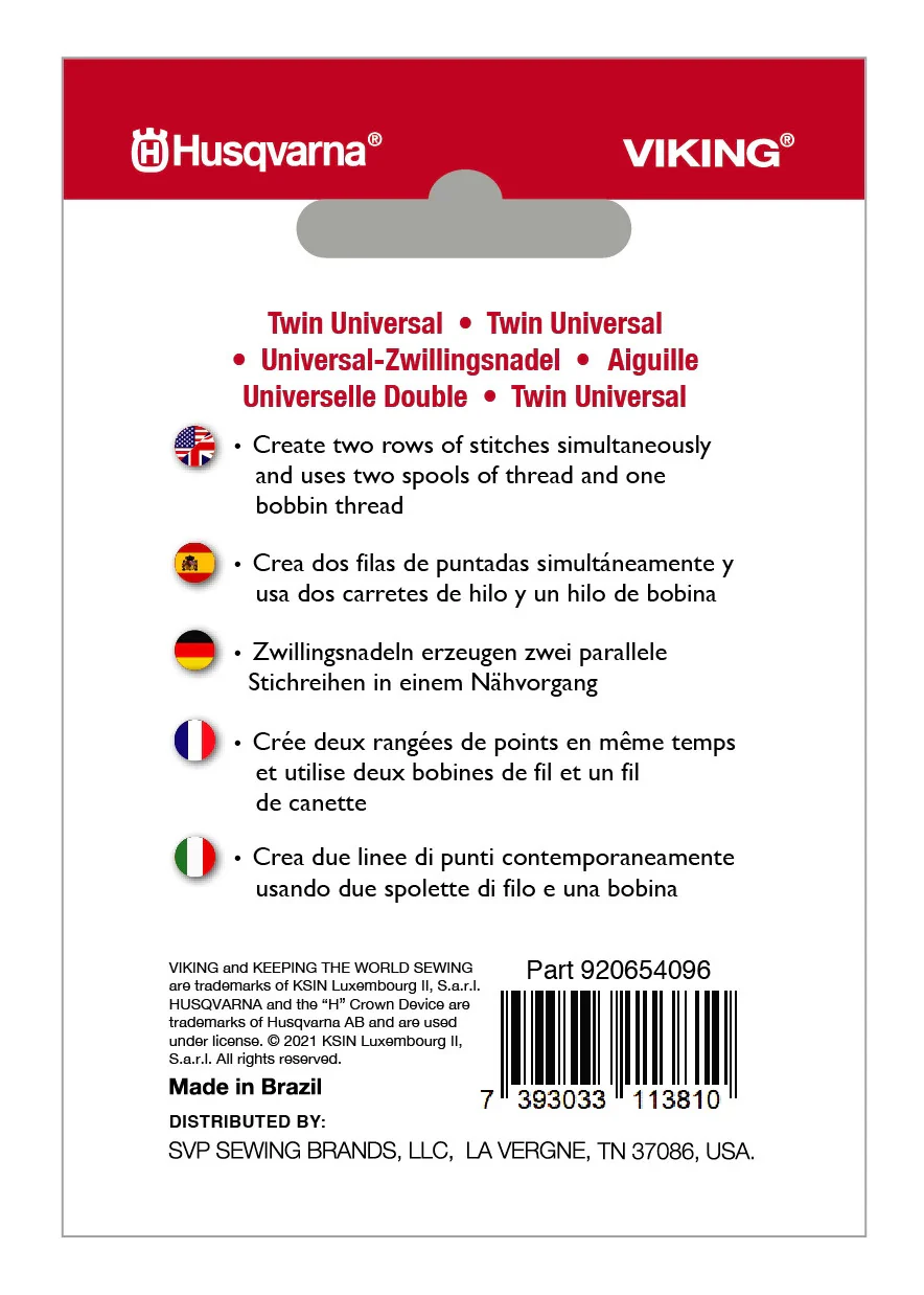 HUSQVARNA® VIKING® Twin Universal 1.6mm Needle Size 80/12 - Image 2