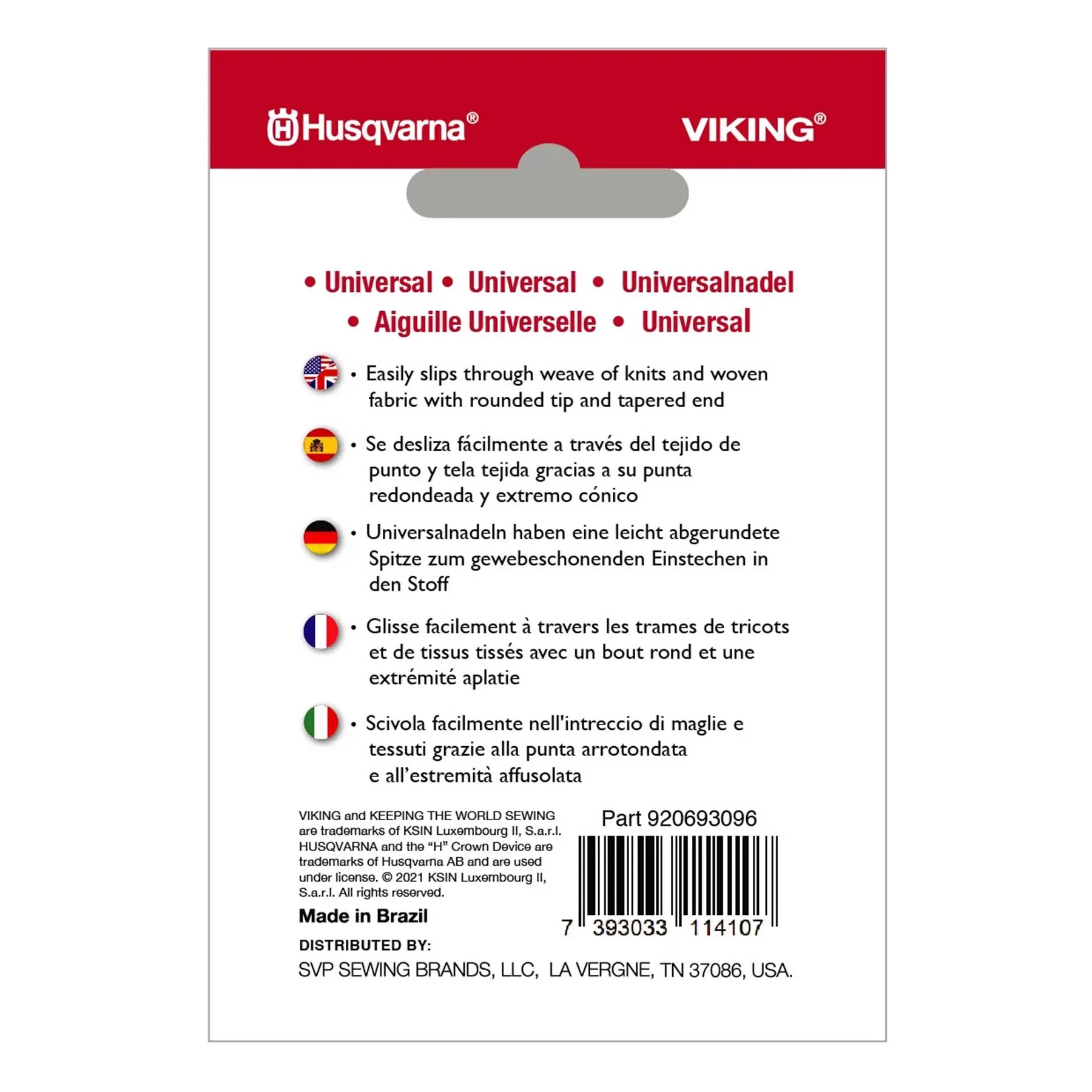 HUSQVARNA® VIKING® Universal Needle Size 70/10, 10-Pack - Image 2