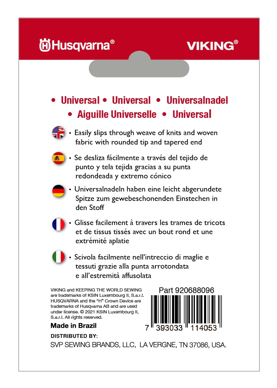 HUSQVARNA® VIKING® Universal Needles Size 70/10 5-pack - Image 2