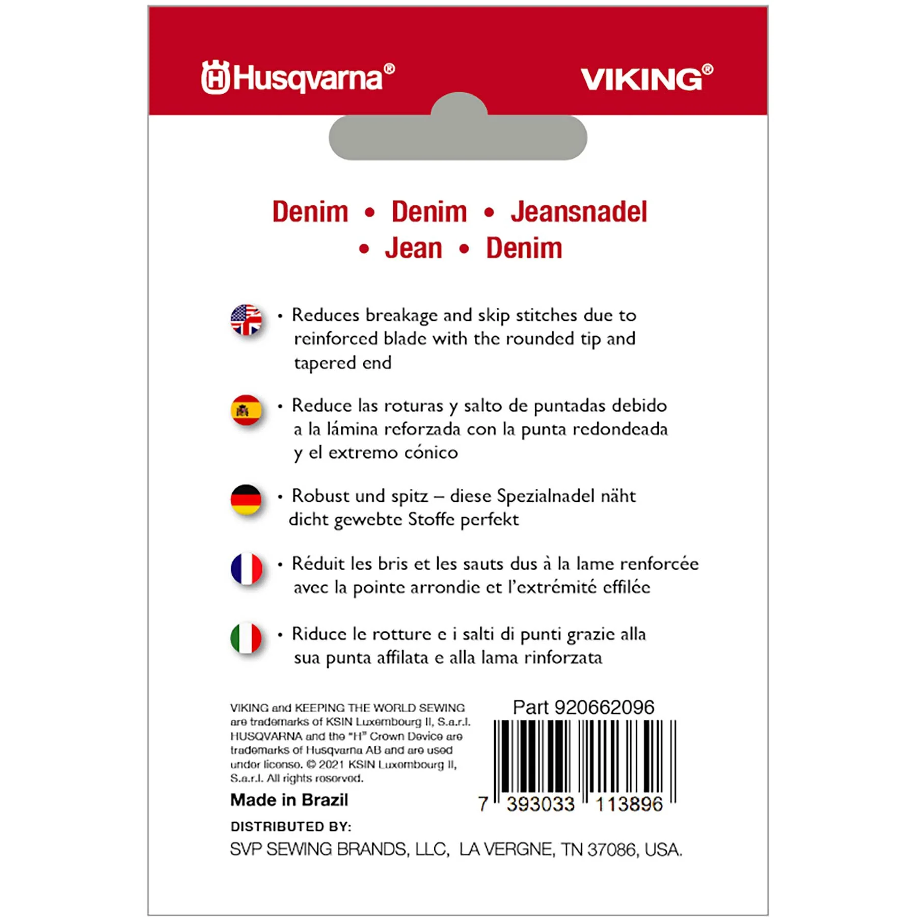 HUSQVARNA® VIKING® Denim Needles Size 110/18 5-pack - Image 2