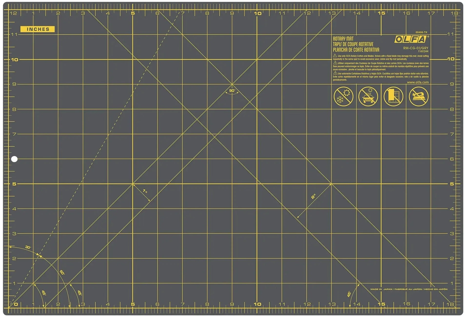 Olfa Grey Rotary Mat 12in x 18in