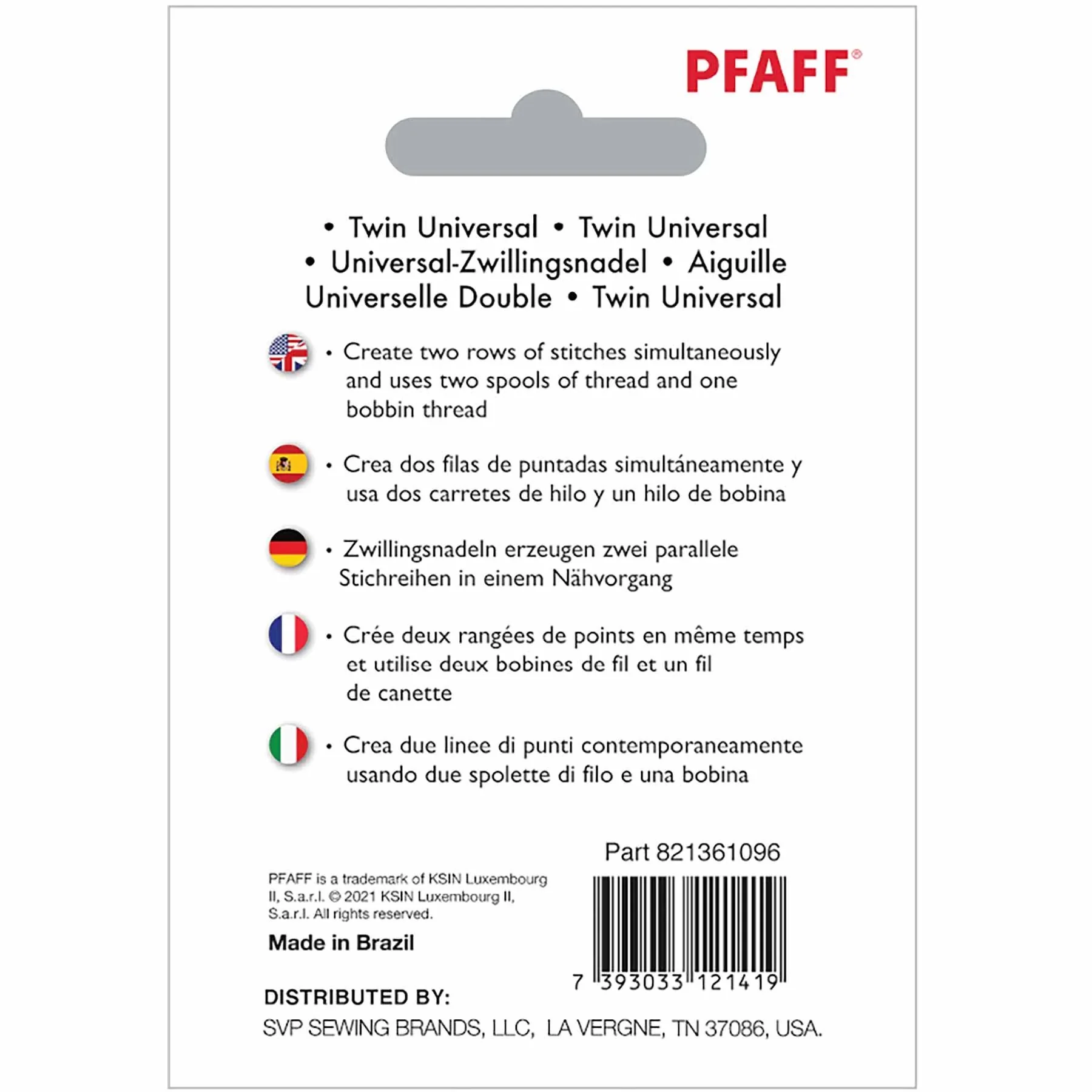 PFAFF® Twin Universal Needle 1.6mm Size 70/10 1-Pack - Image 2