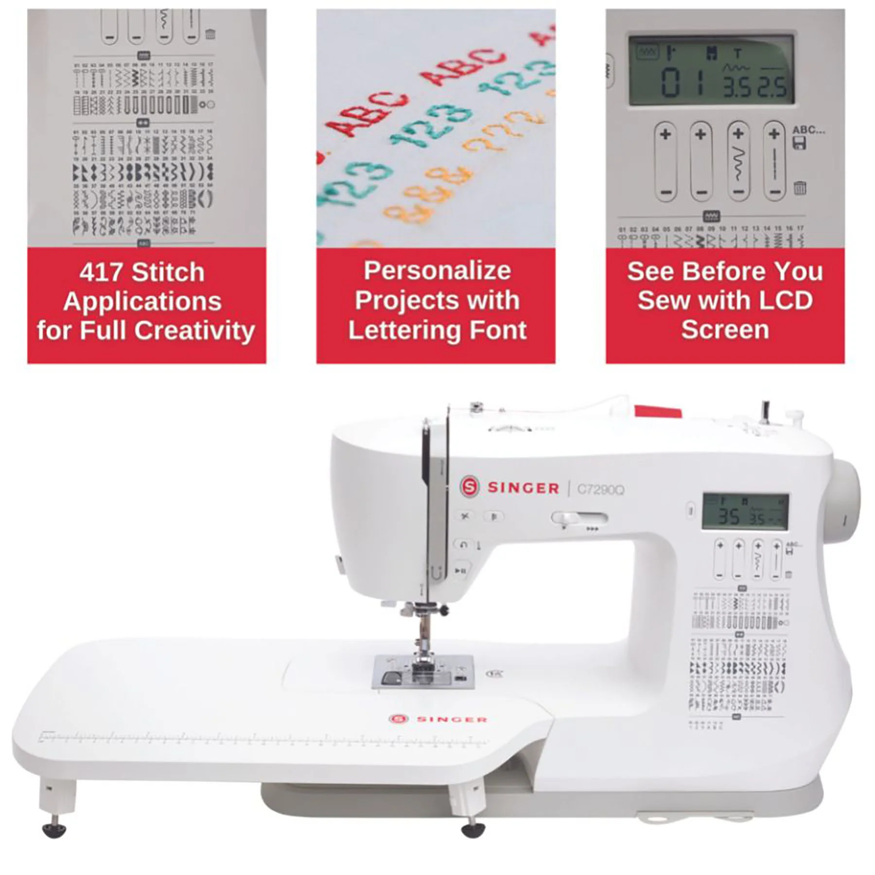 SINGER® Refurbished C7290Q Sewing & Quilting Machine with Extension Table - Image 4