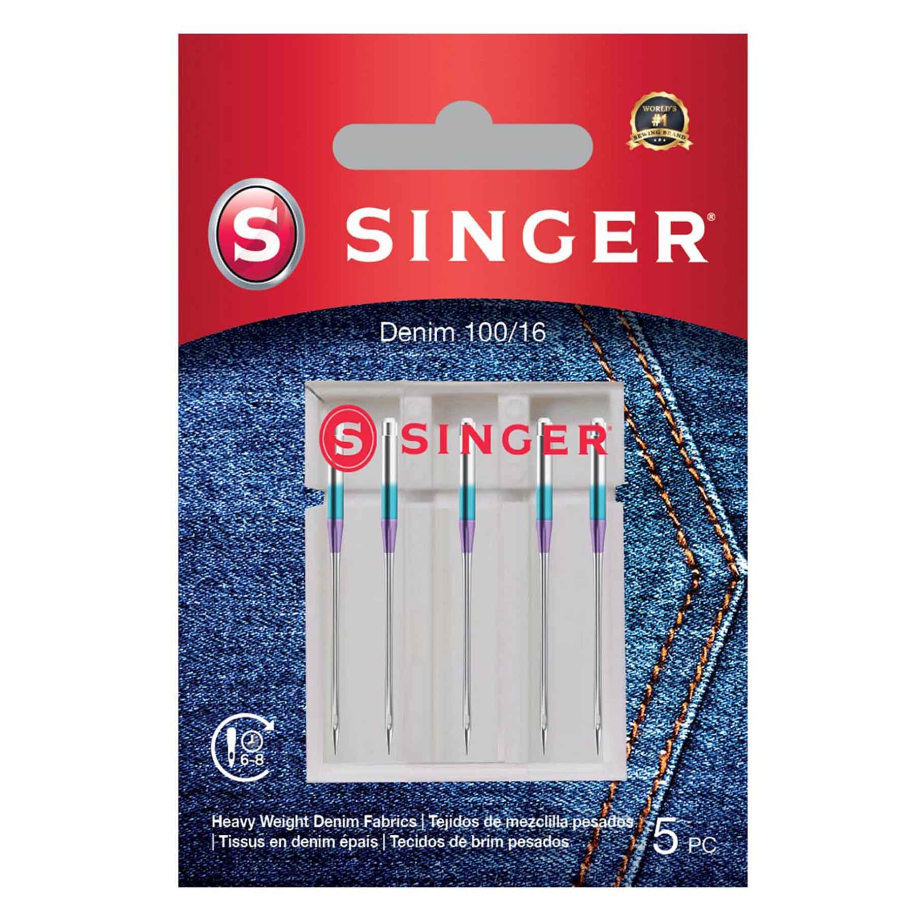 SINGERĀ® Denim Needles Size 100/16 5-Pack
