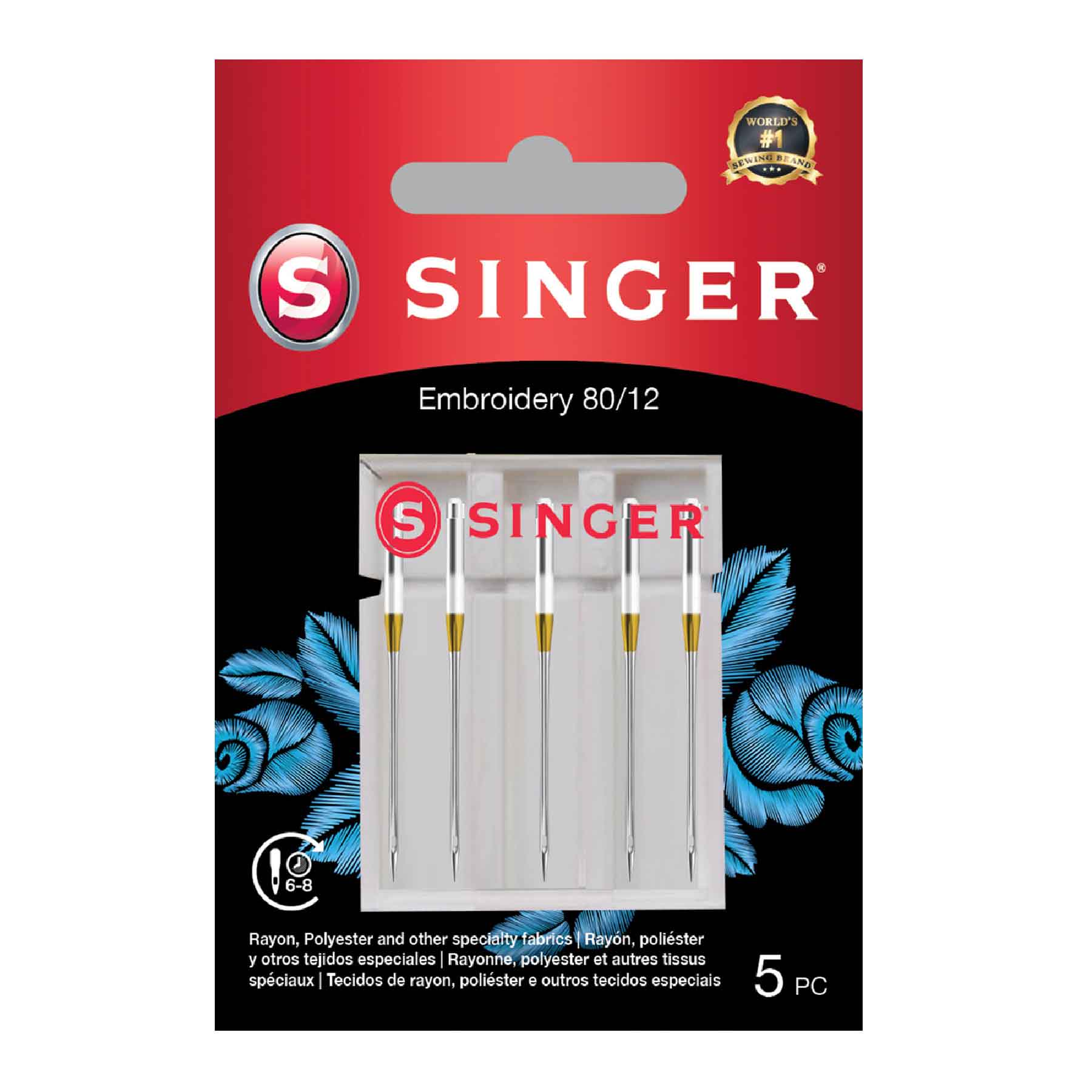 SINGER® Embroidery Needles Size 80/12 5-Pack
