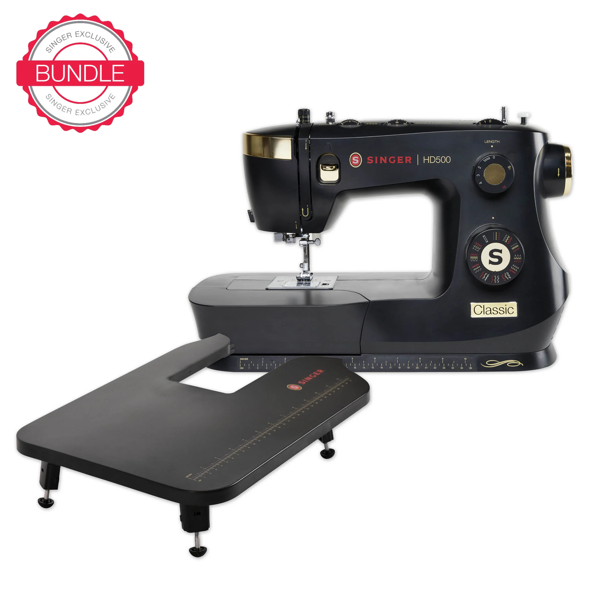SINGERĀ® HD500 Classic Black Sewing Machine & Extension Table Bundle