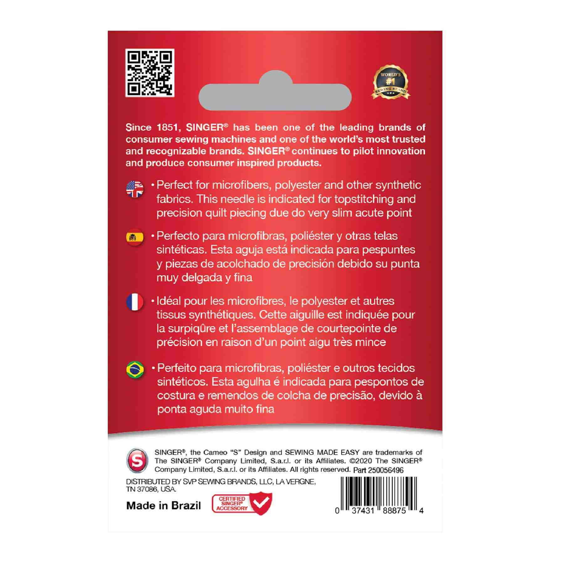 SINGER® Microtex Needles Assorted Sizes 5-Pack - Image 2