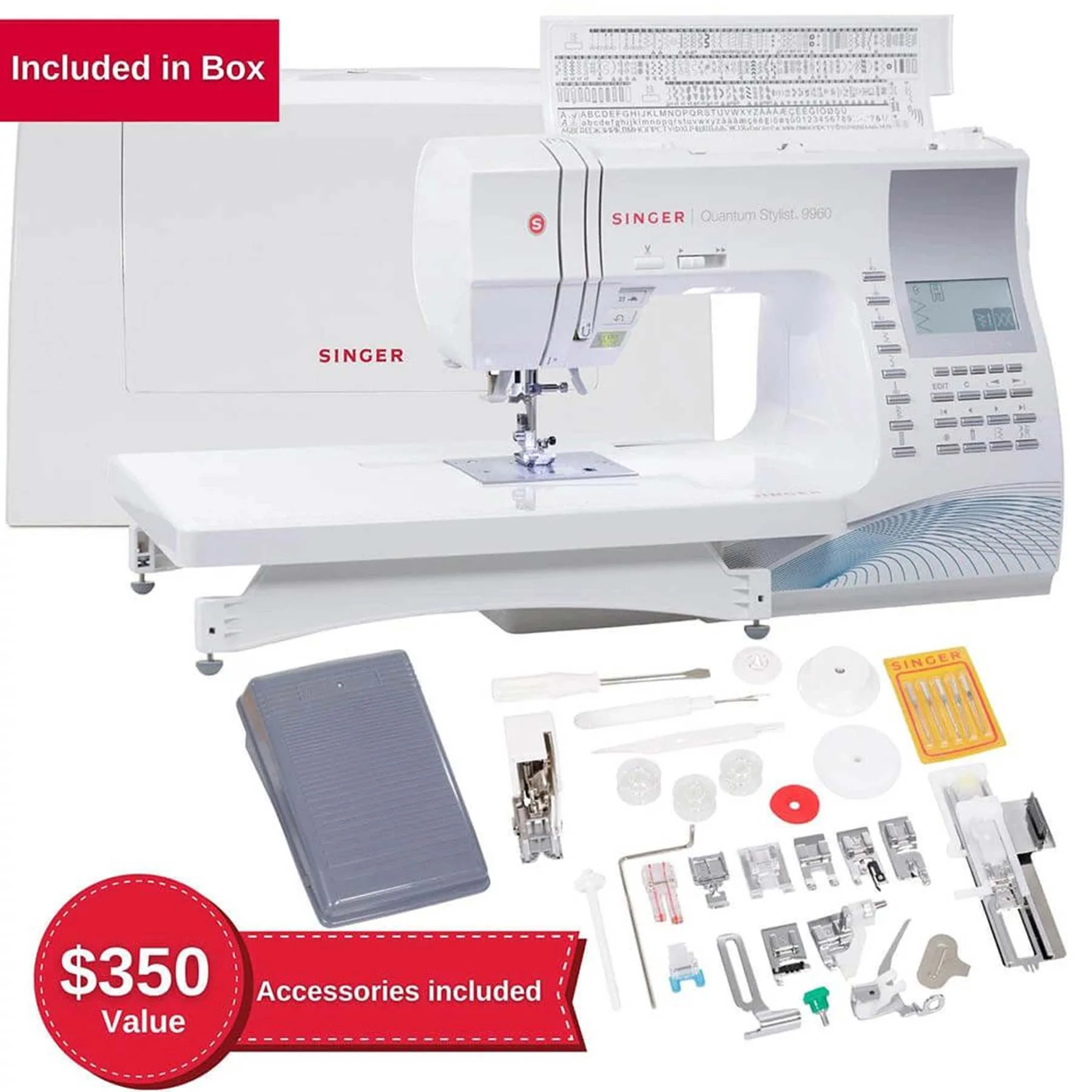 SINGER® Sew Spacious Quantum Stylist™ 9960 Sewing Machine & Presser Foot Kit Bundle - Image 5
