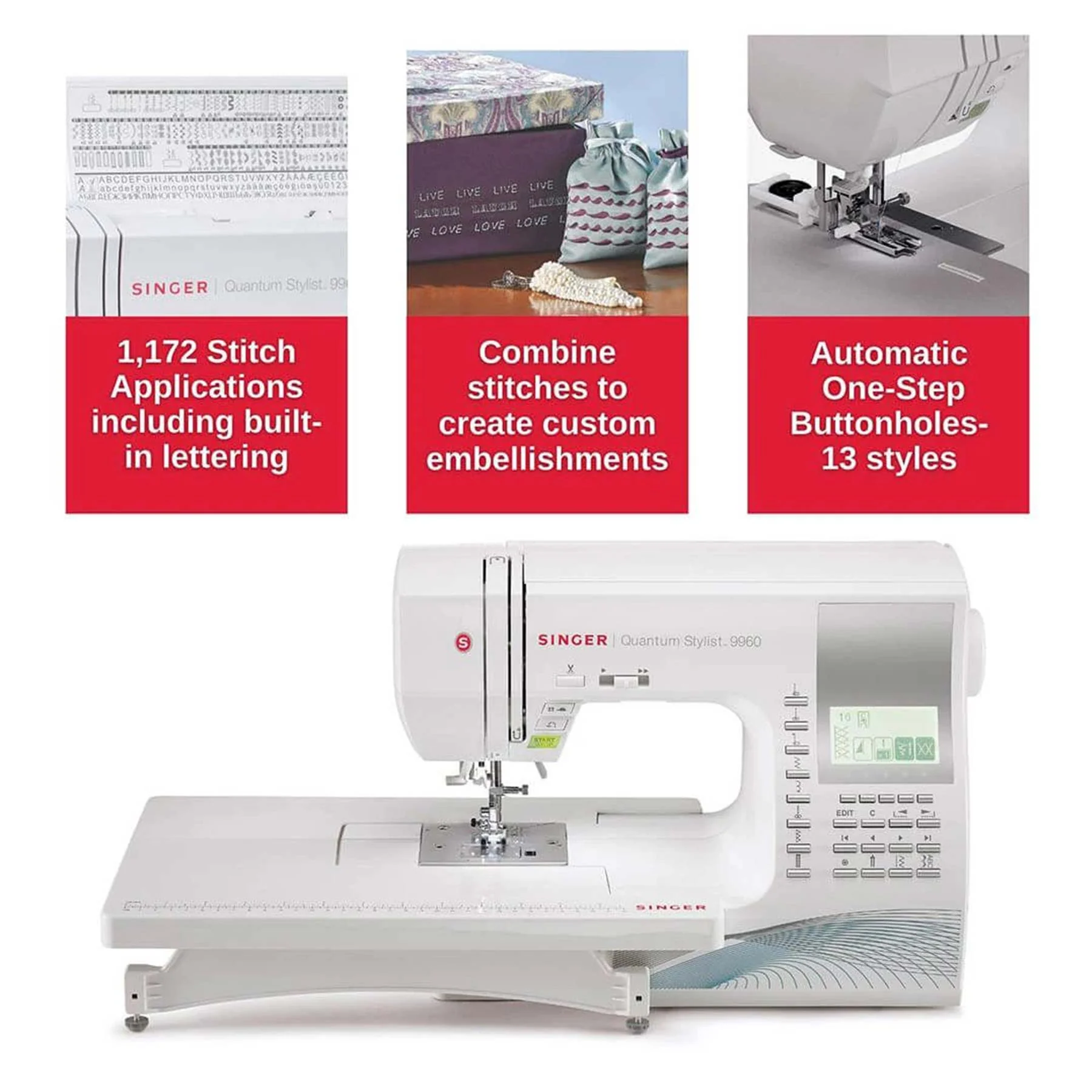 SINGER® Sew Spacious Quantum Stylist™ 9960 Sewing Machine & Presser Foot Kit Bundle - Image 6