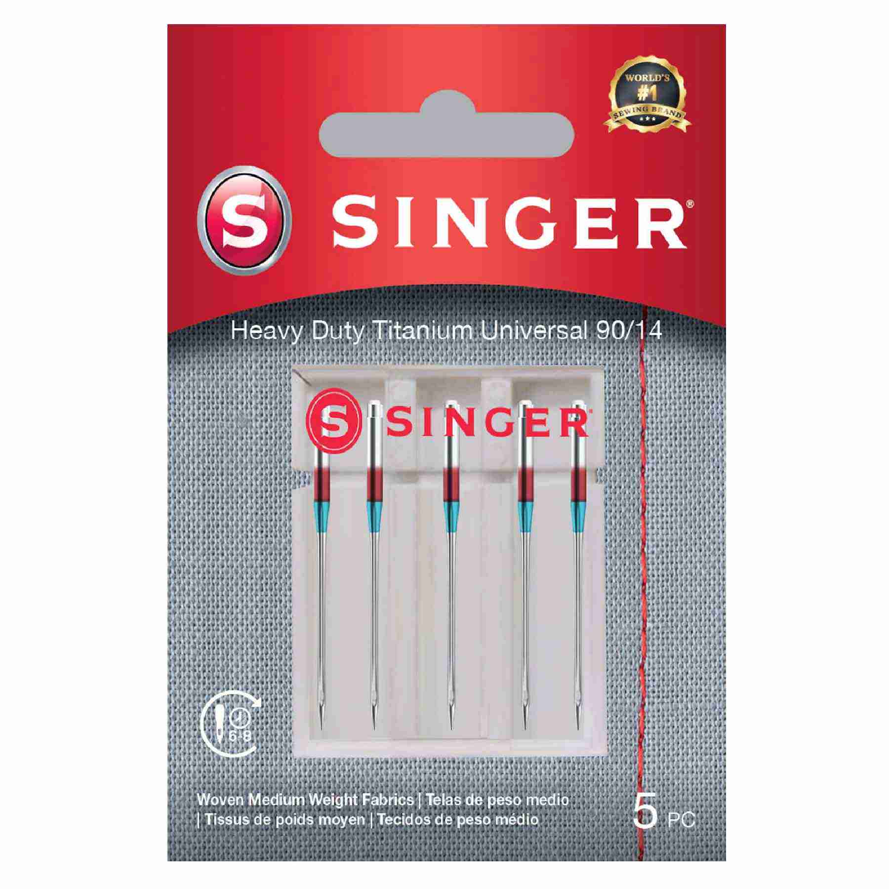 SINGERĀ® Titanium Universal Needles 90/14 5-Pack