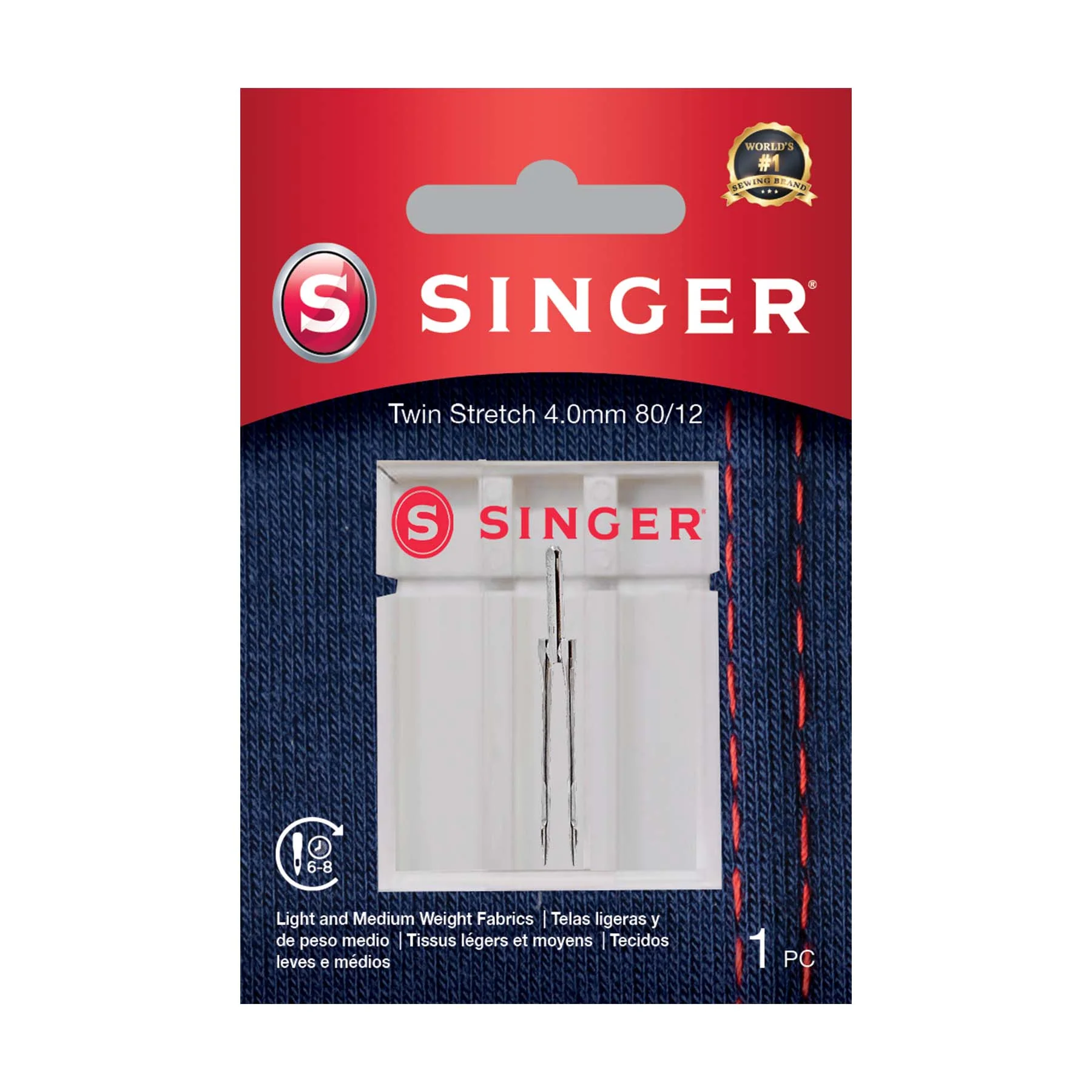 SINGER® Twin Stretch Needle 4mm Size 80/12