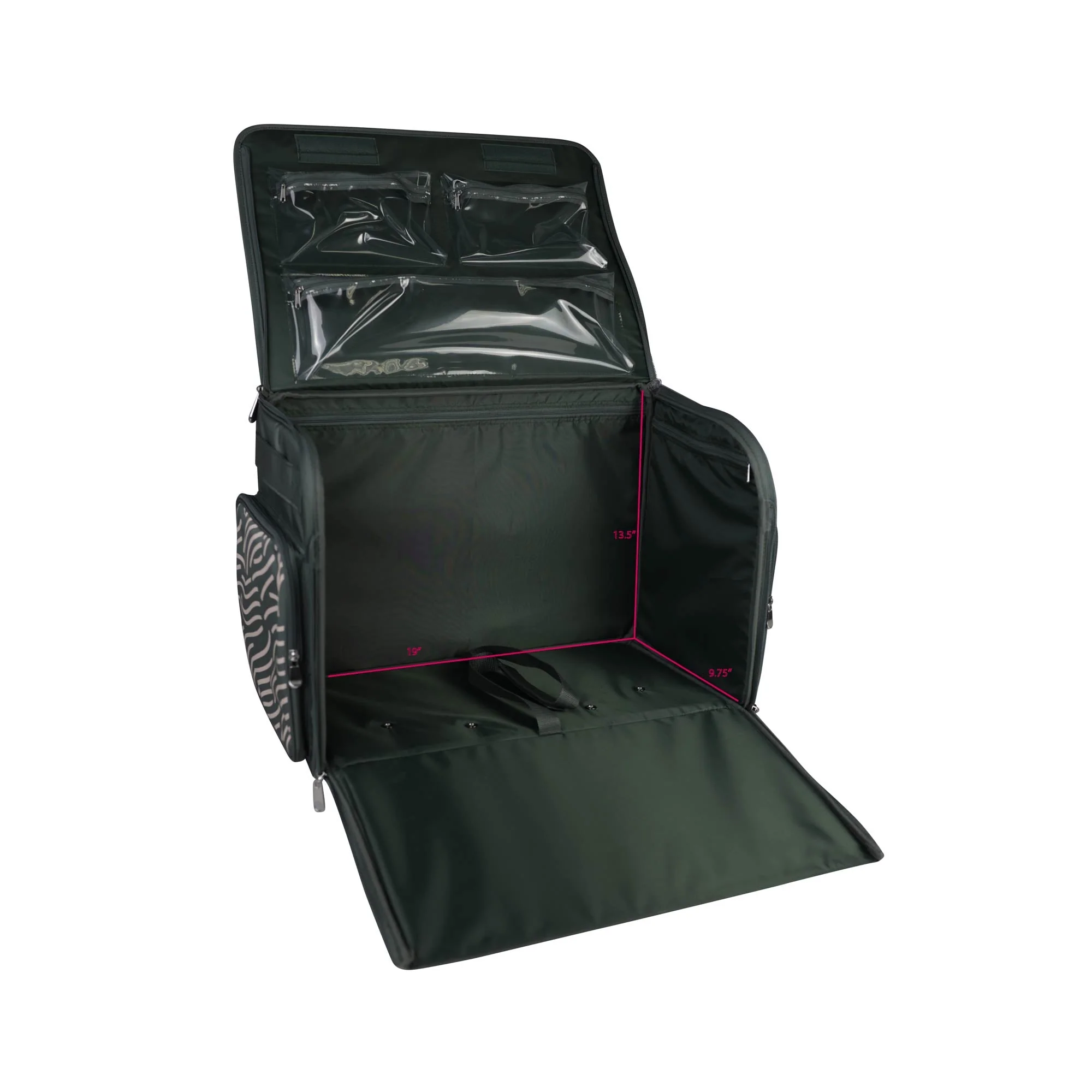 XL 4 Wheel Collapsible Deluxe Rolling Sewing Machine Storage Case, Grey & White - Image 11