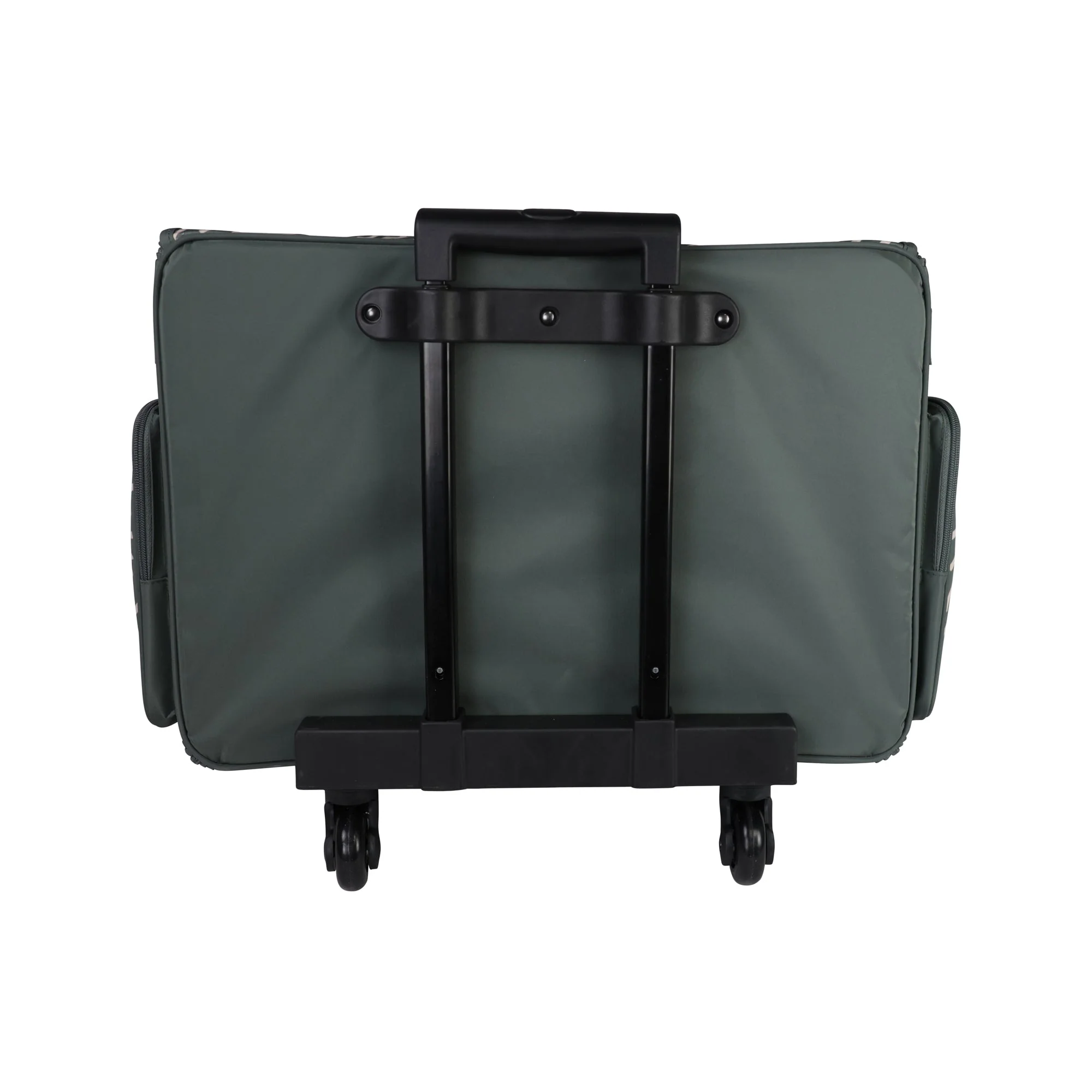 XL 4 Wheel Collapsible Deluxe Rolling Sewing Machine Storage Case, Grey & White - Image 8