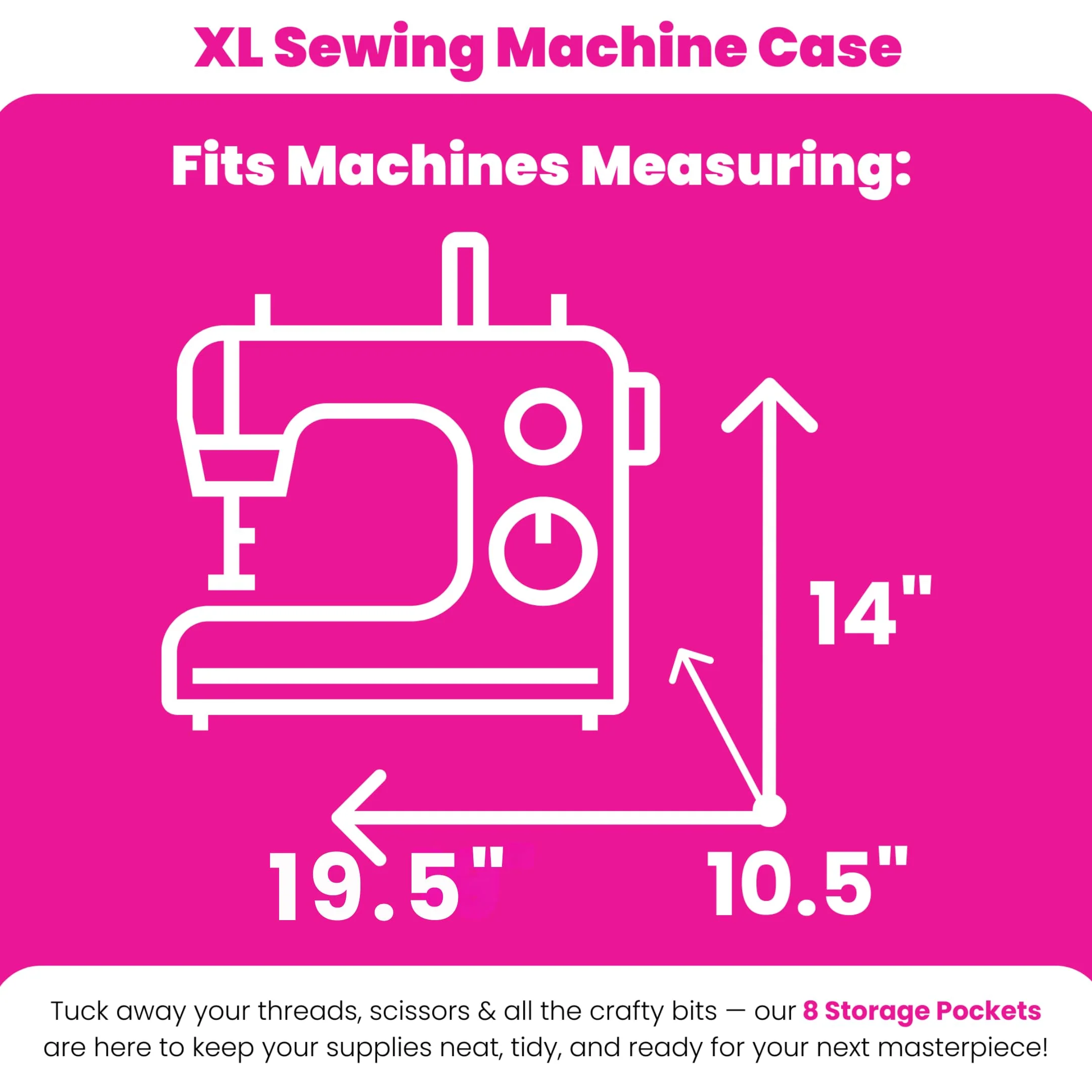 XL 4 Wheel Collapsible Deluxe Rolling Sewing Machine Storage Case, Heather Grey - Image 2